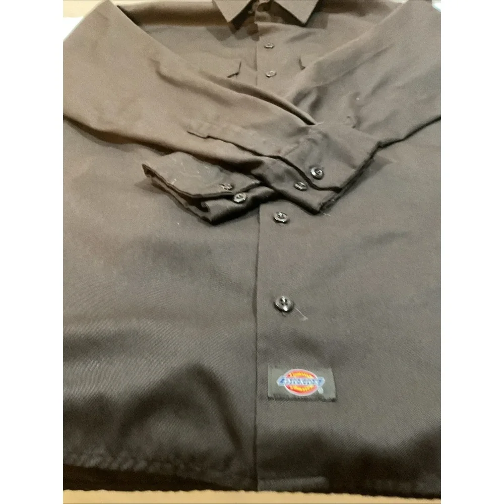 Dickies‎ Button Shirt Mens L Original Fit Long Sleeve Brown Front Pockets G84